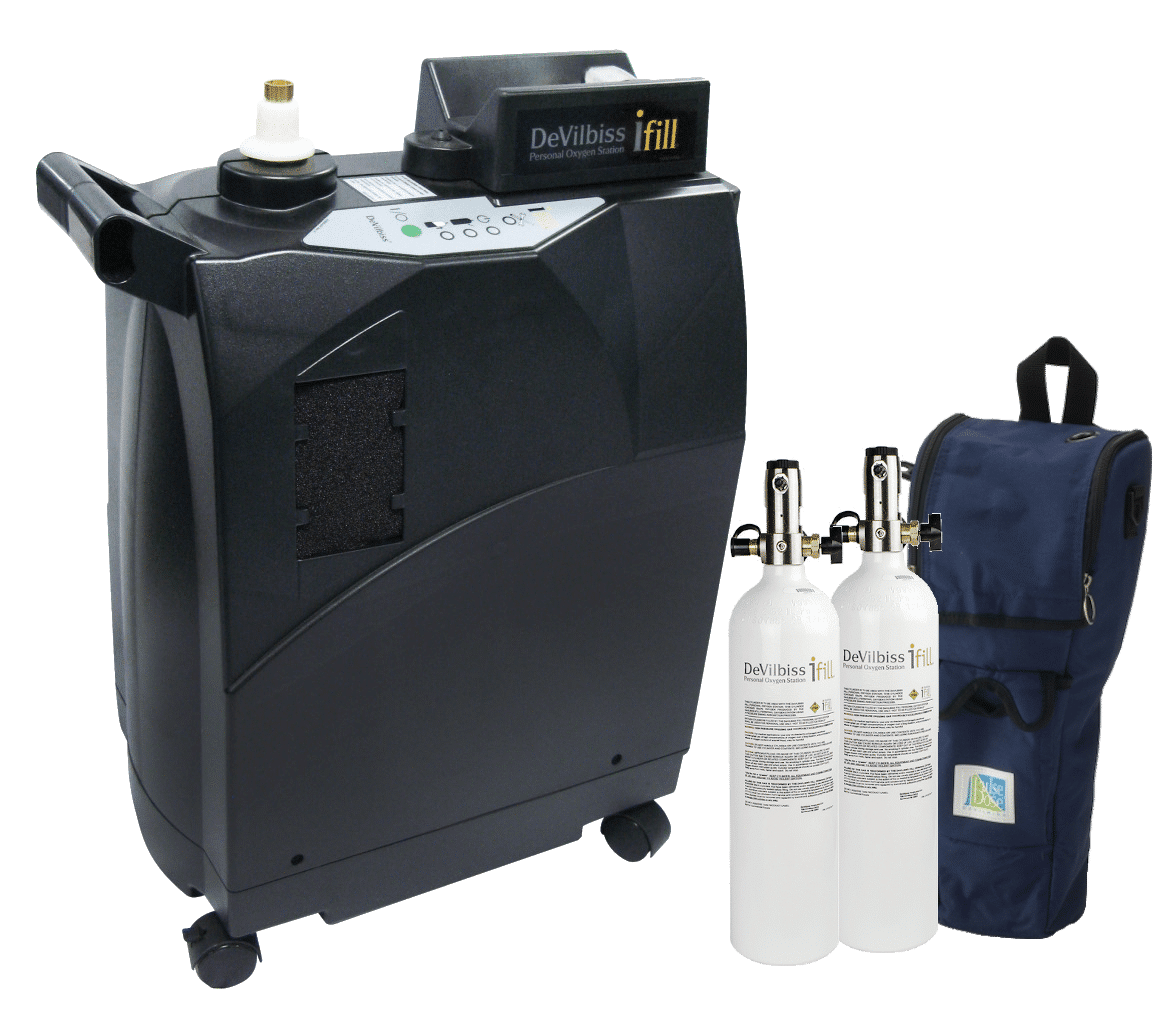 Station remplissage d'oxygène DeVilbiss iFill 535CF comprenant deux bouteilles Max Stäubli AG Station remplissage d'oxygène DeVilbiss iFill 535CF comprenant deux bouteilles Max Stäubli AG